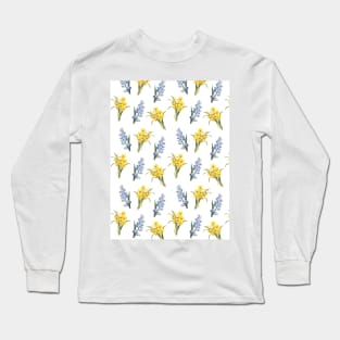 Spring flowers in blue and yellow Long Sleeve T-Shirt